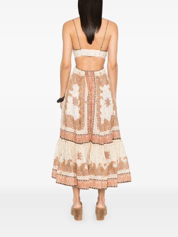 【Zimmermann】MAXINE PLUNGE MAXI DRESS Zimmermann Maxine Plunge Maxi Dress in Orange Paisley | REVOLVE