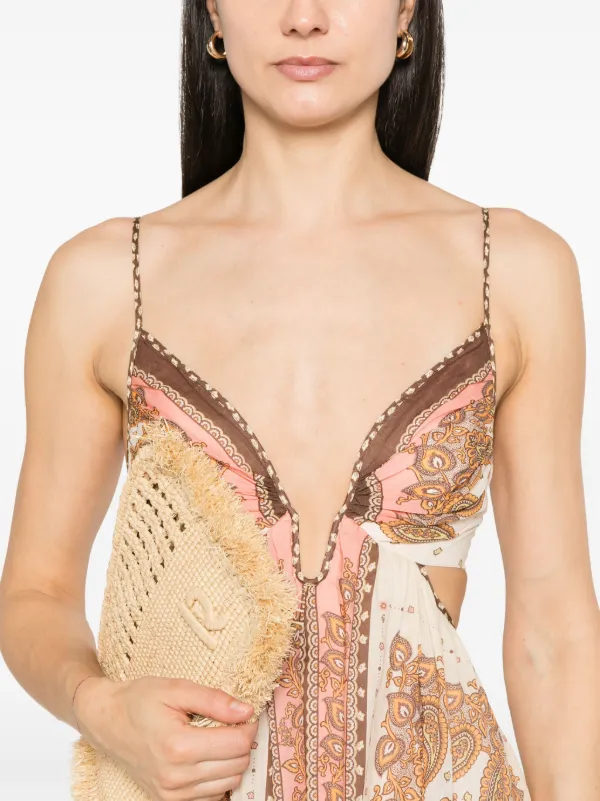 ZIMMERMANN Maxine Plunge Maxi Dress | Neutrals | FARFETCH AU