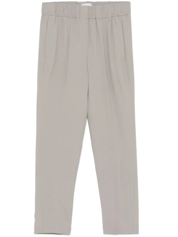 Brunello Cucinelli Crepe Trousers in Grey