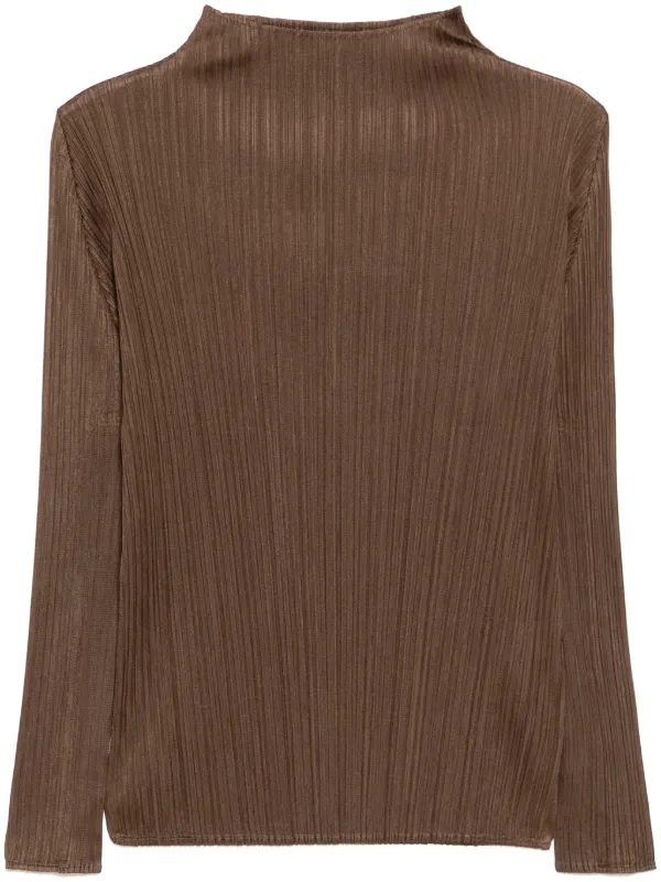 送料無料 店舗 Pleats ブラウン | ブラウス プリーツ Miyake Issey Please トップス