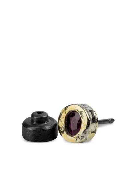 Parts of Four 18K gold sterling silver ruby earring