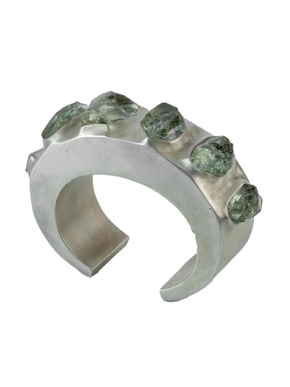 Parts Of Four Silver-plated Crescent Green Amethyst Bracelet In Grey