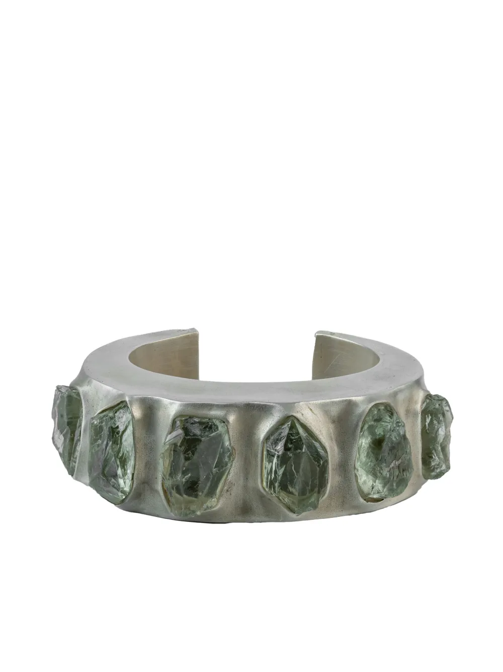 Parts Of Four Silver-plated Crescent Green Amethyst Bracelet In Grey