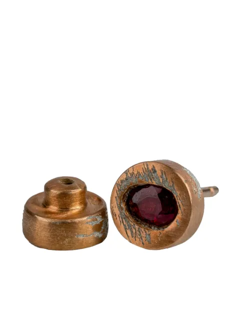 Parts of Four 18K rose gold-plated sterling silver small stud ruby earring