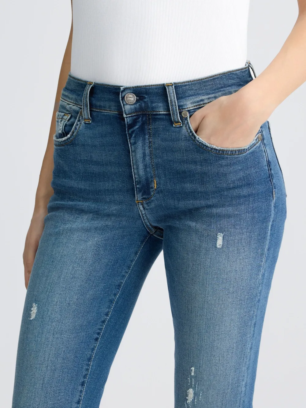 Liu •jo Blue Bell-bottom Jeans With Rhinestones In Blue