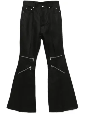 Rick Owens メタリック フレアパンツ | ブラック | FARFETCH JP