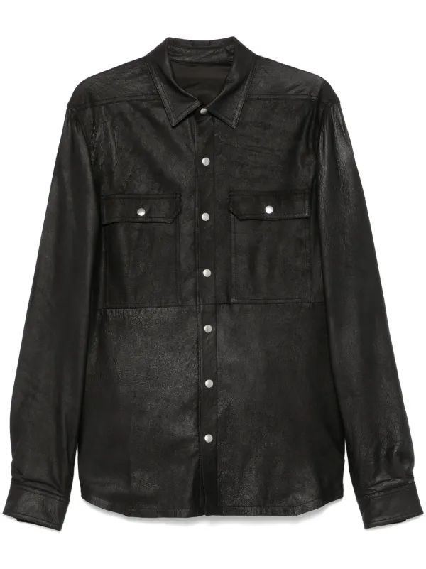 リックオウエンス21ss レザーシャツジャケットLP素材