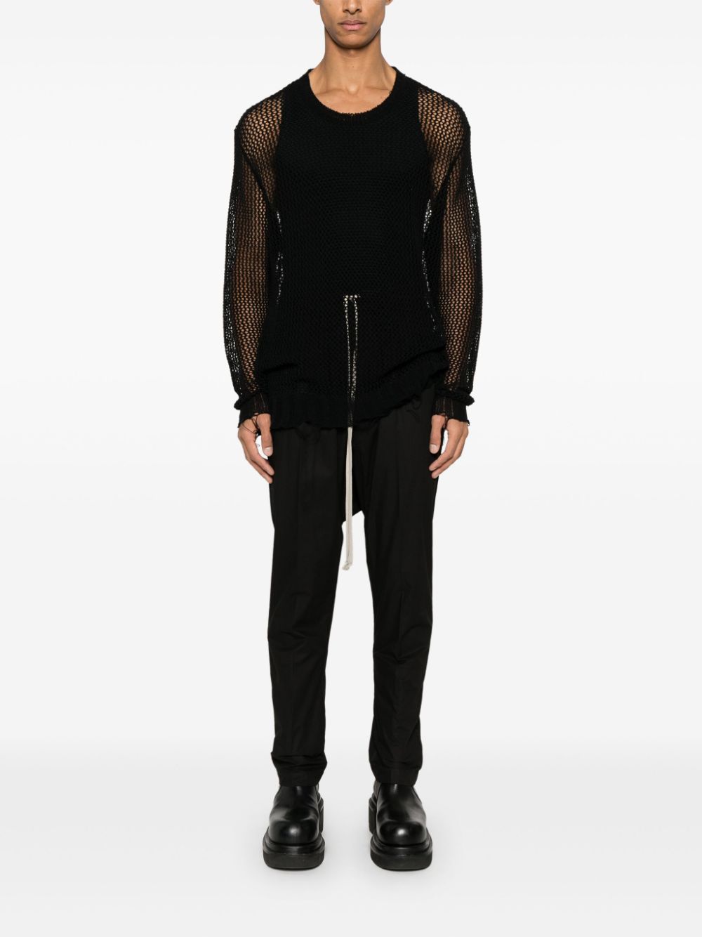 Rick Owens Broek met verlaagd kruis - Zwart