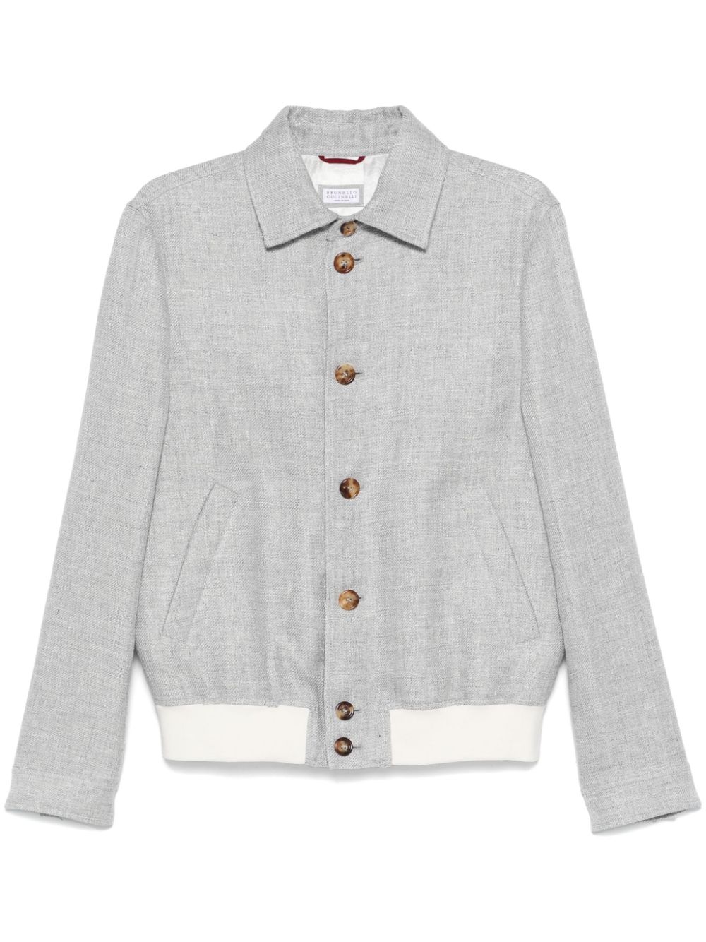 Brunello Cucinelli mélange-effect bomber jacket - Grey