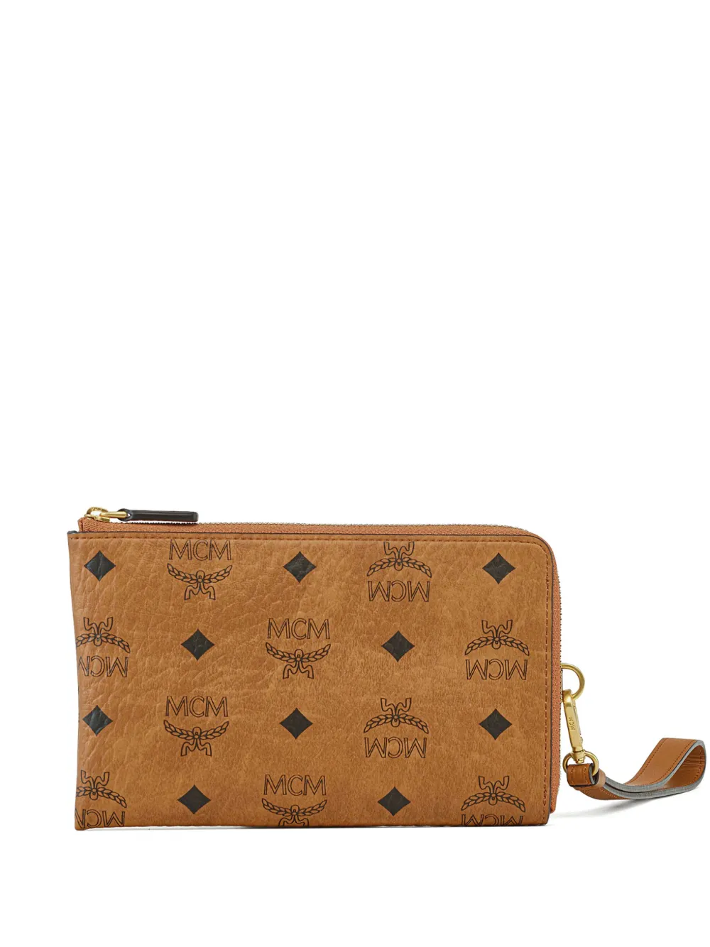 Mcm Ottomar Travel Pouch In Visetos In Cognac