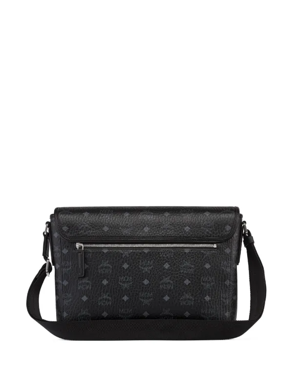 MCM Medium Aren Messenger Bag Black FARFETCH NZ