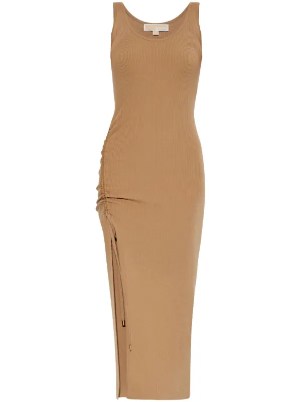 michael kors bodycon dresses Michael Ruched Tank Dress | Neutrals shabby chic daywear over punctuated sparkle Mitch Ryder & Detroit Size/Width:10.5-D