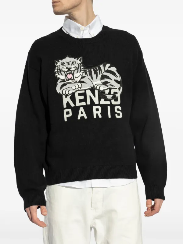 Kenzo logo-embroidered Cotton Sweatshirt | Black | FARFETCH