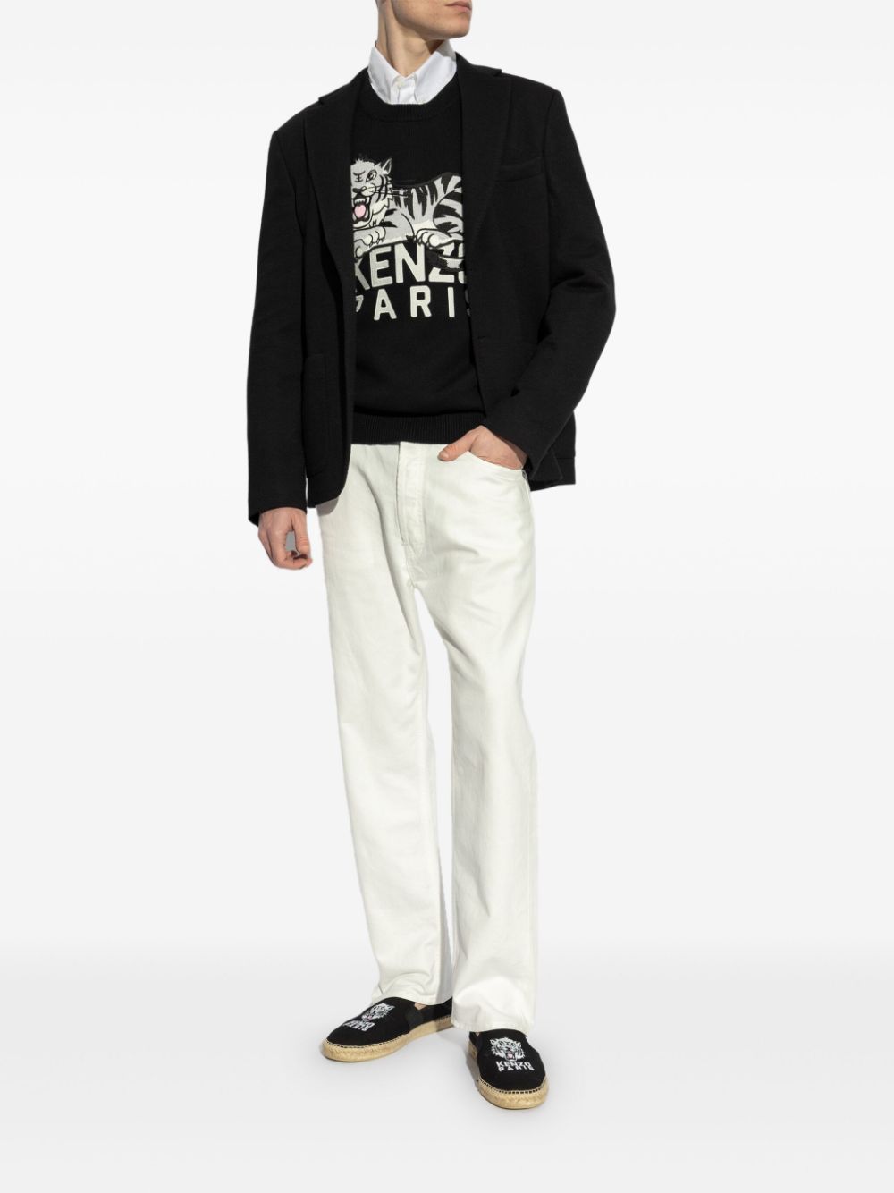 Kenzo logo-embroidered cotton sweatshirt - Zwart