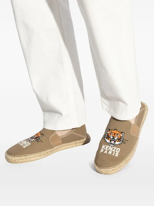 Kenzo Tiger embroidered Espadrilles Brown FARFETCH