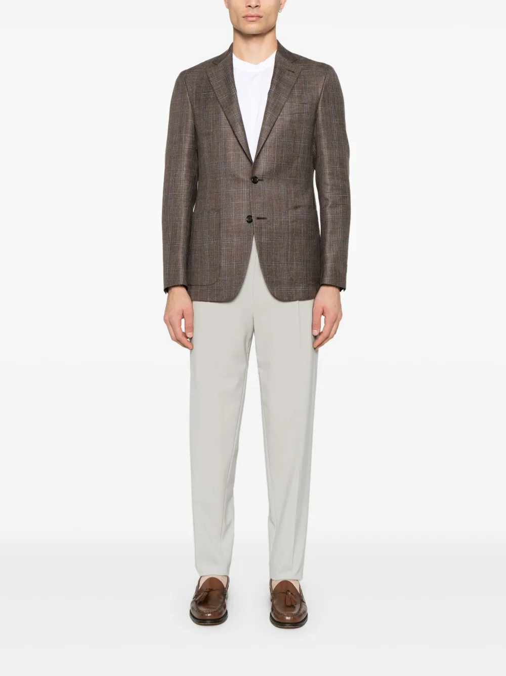 Canali Geruite blazer Bruin
