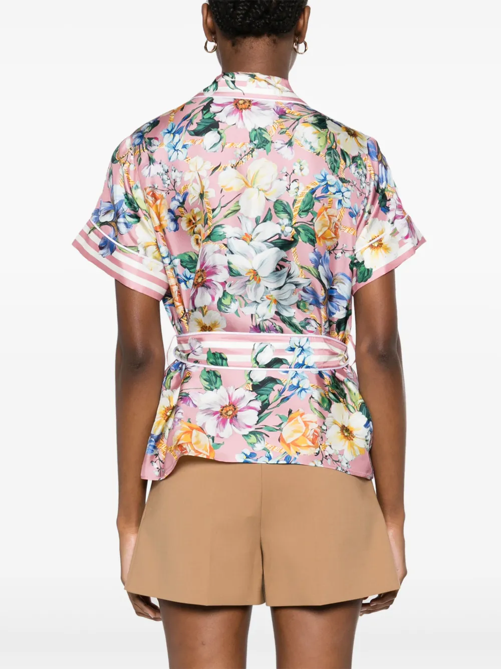 Dolce & Gabbana Zijden overhemd met bloemenprint Roze