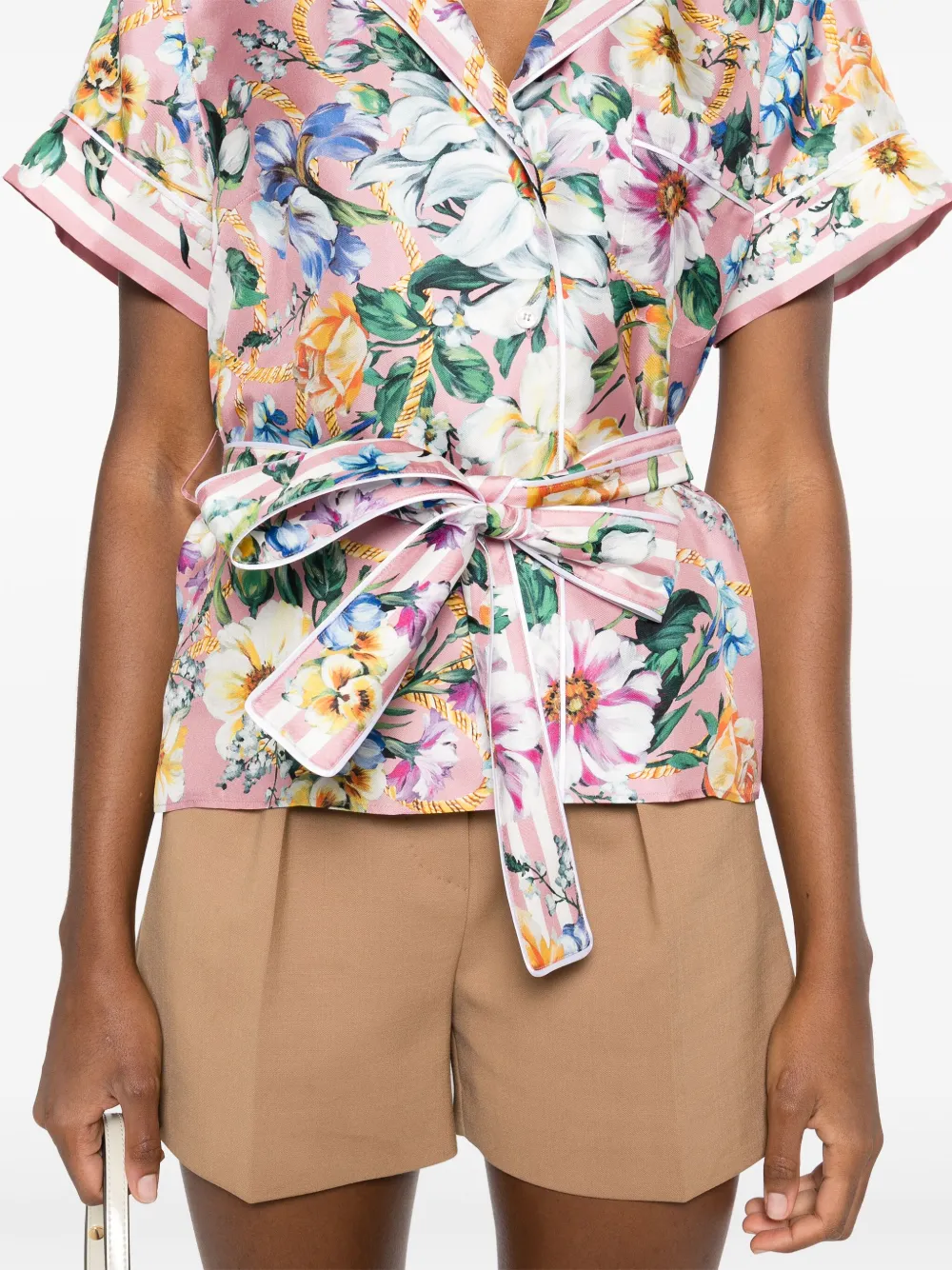 Dolce & Gabbana Zijden overhemd met bloemenprint Roze