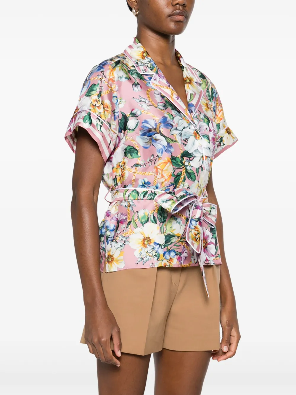 Dolce & Gabbana Zijden overhemd met bloemenprint Roze