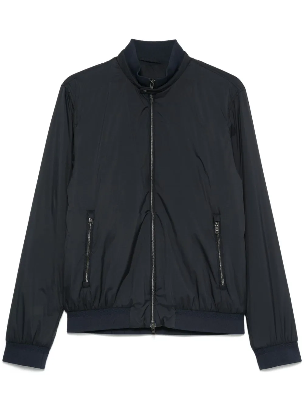 Herno Ecoage Band-collar Bomber Jacket In Blue