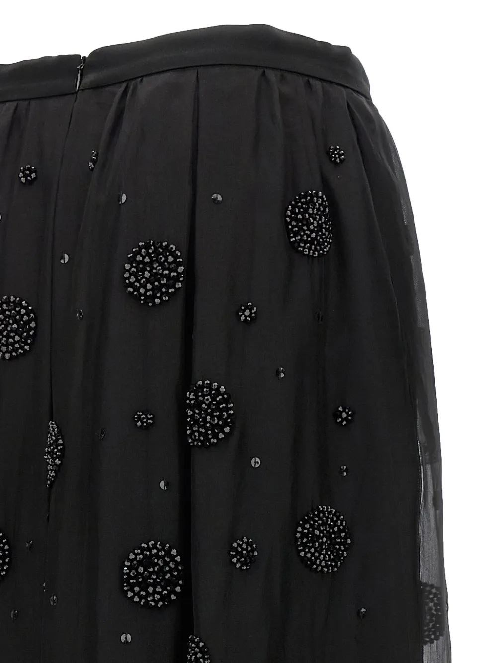 Max Mara All-over Embellished Long Skirt In Black