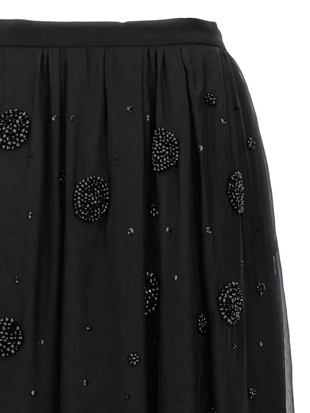 Max Mara All-over Embellished Long Skirt In Black