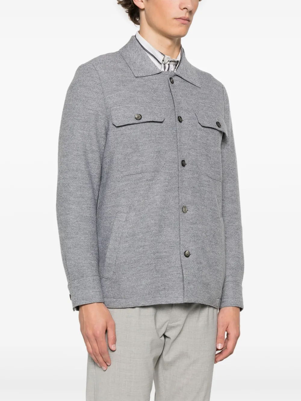  Eleventy Wool Shirt Jacket - Grey 