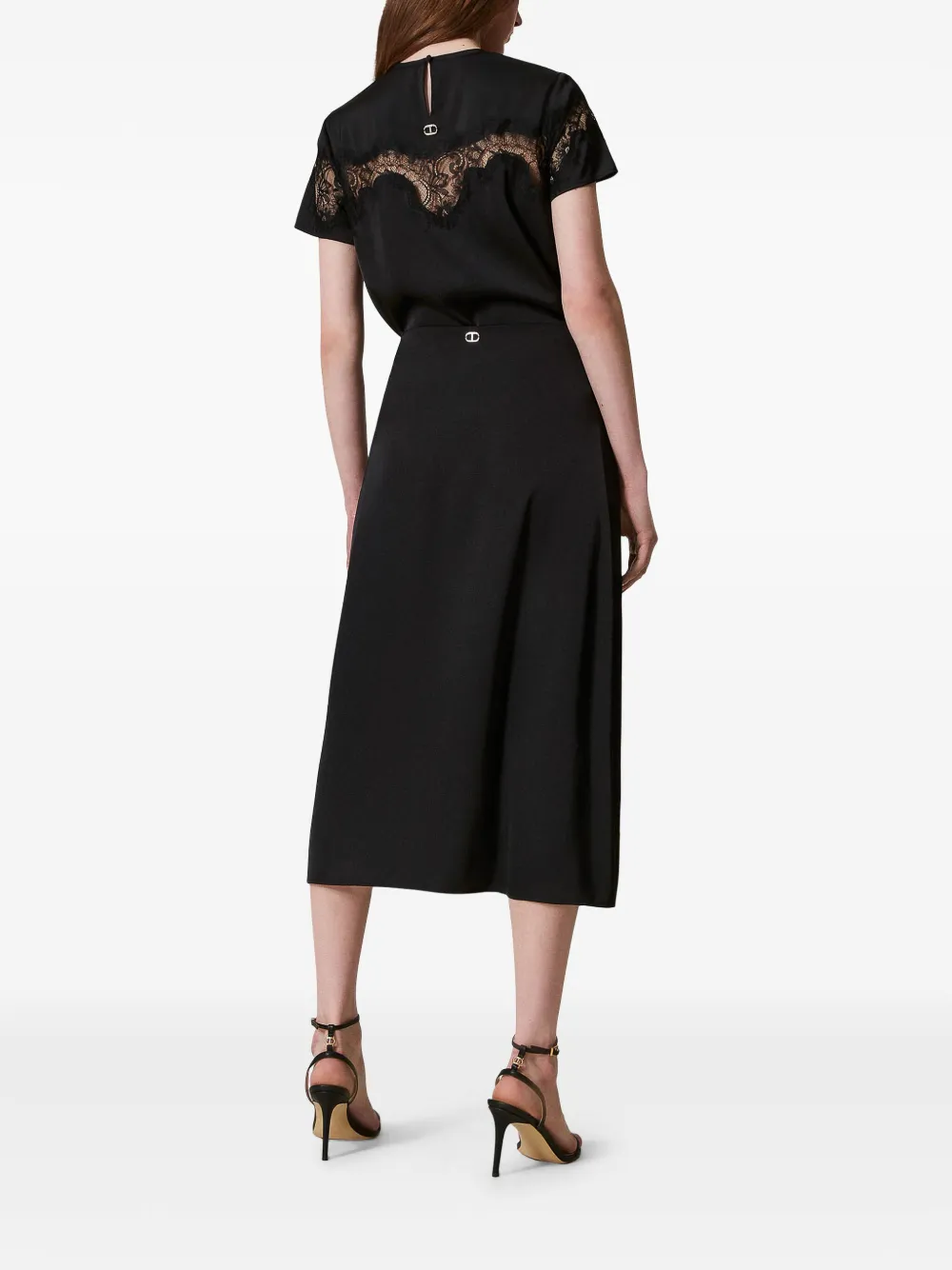 TWINSET Rok met kanten detail 00006_NERO