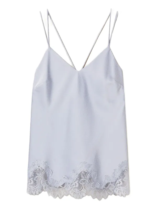 TWINSET lace-trim Silk Camisole Purple FARFETCH IN