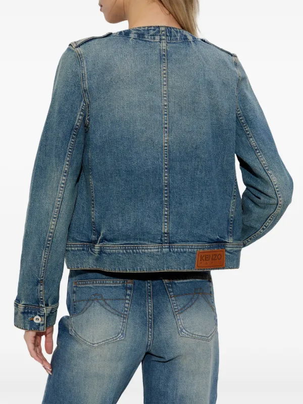 Kenzo ノーカラー デニムジャケット | ブルー | FARFETCH JP