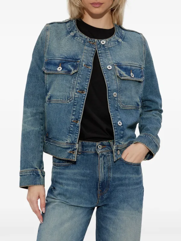 Kenzo ノーカラー デニムジャケット | ブルー | FARFETCH JP