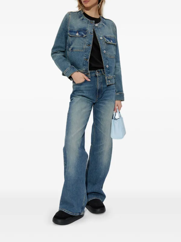 Kenzo ノーカラー デニムジャケット | ブルー | FARFETCH JP