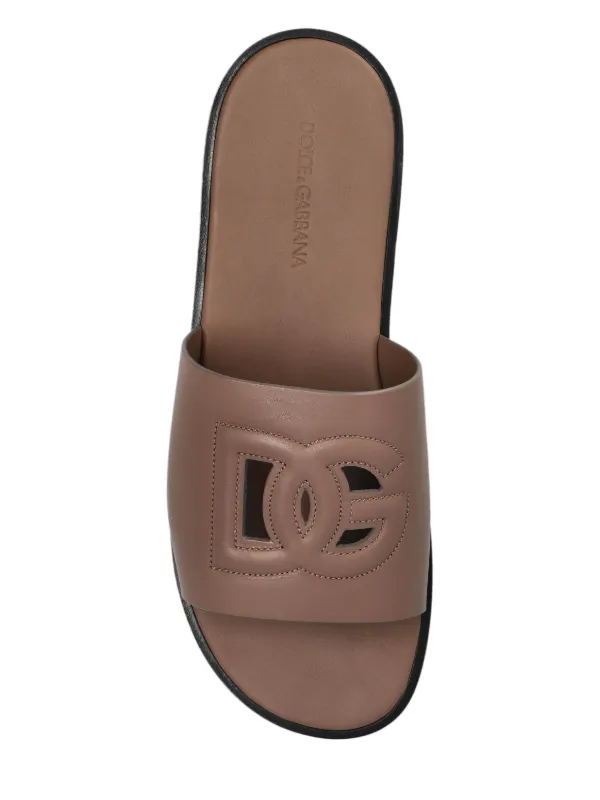 DOLCE＆GABBANA ブラウンレザーサンダル 7 Dolce & Gabbana DG Logo Leather Sandals | Brown | FARFETCH