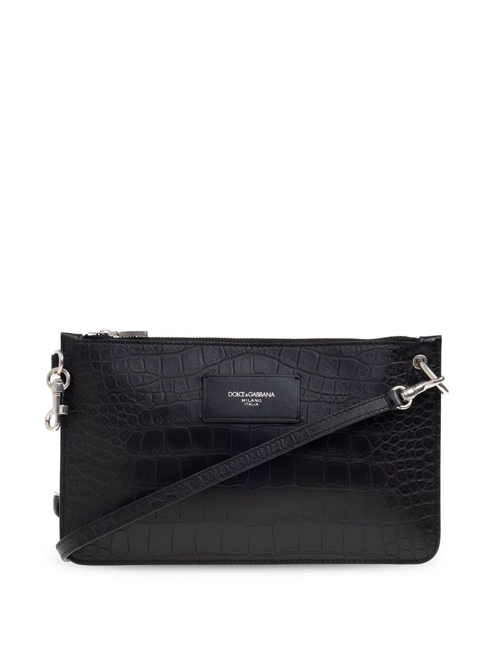 crocodile-embossed shoulder bag