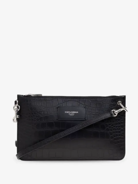 Dolce & Gabbana Borsa a spalla con effetto coccodrillo goffrato