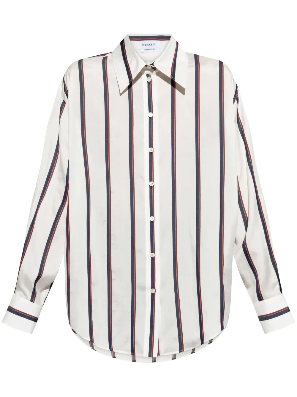 Alexander Mcqueen Alexander Mc Queen Ivory Navy Burgundy Striped Shirt In White