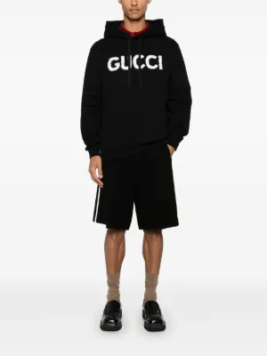 パーカー・フーディ GUCCI Men Hoodies 795557XJGQP 1152 Black Cotton jersey hooded sweatshirt with embroidery in black