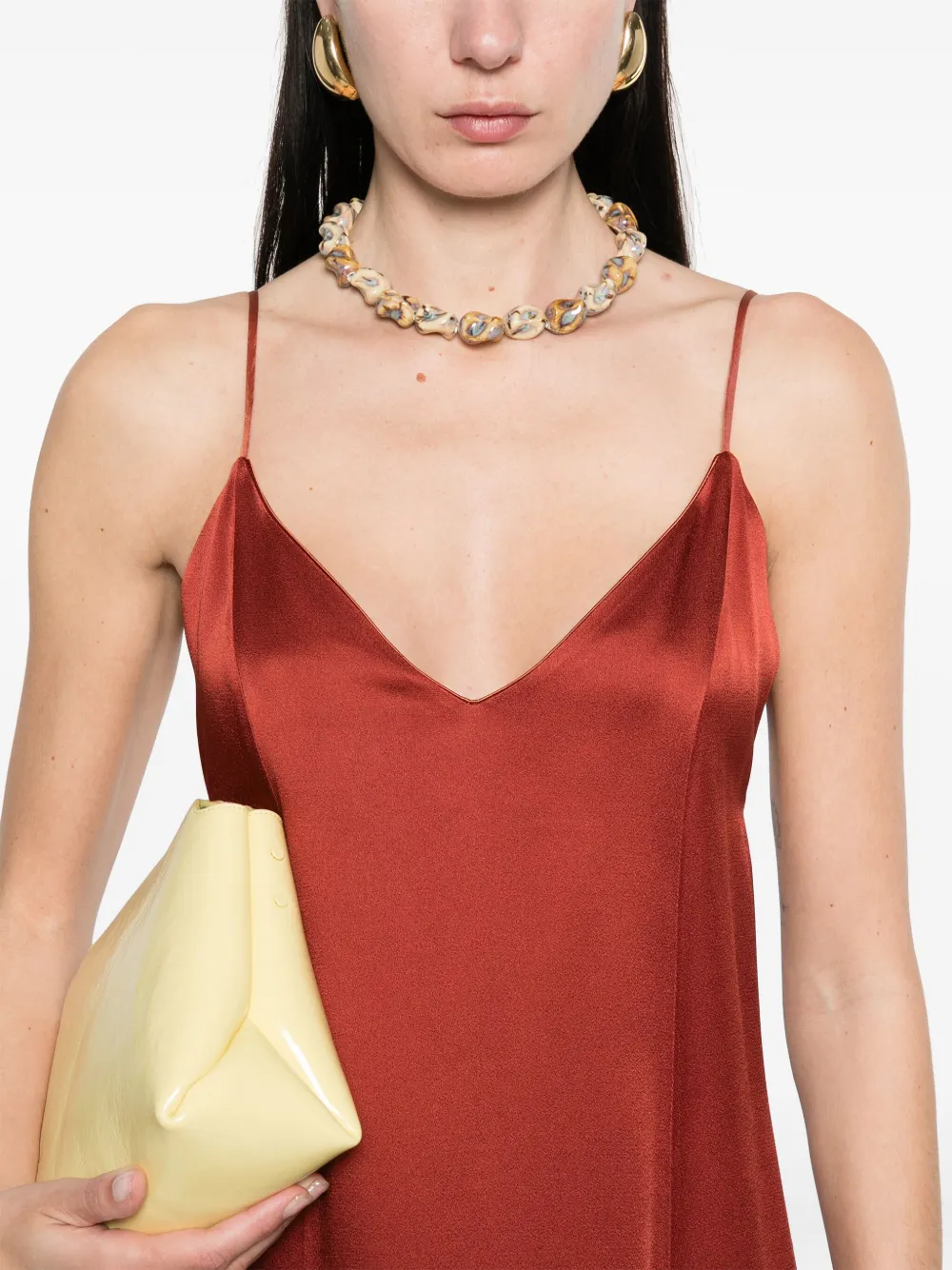 Shop Forte Forte Satin Maxi Dress In Braun
