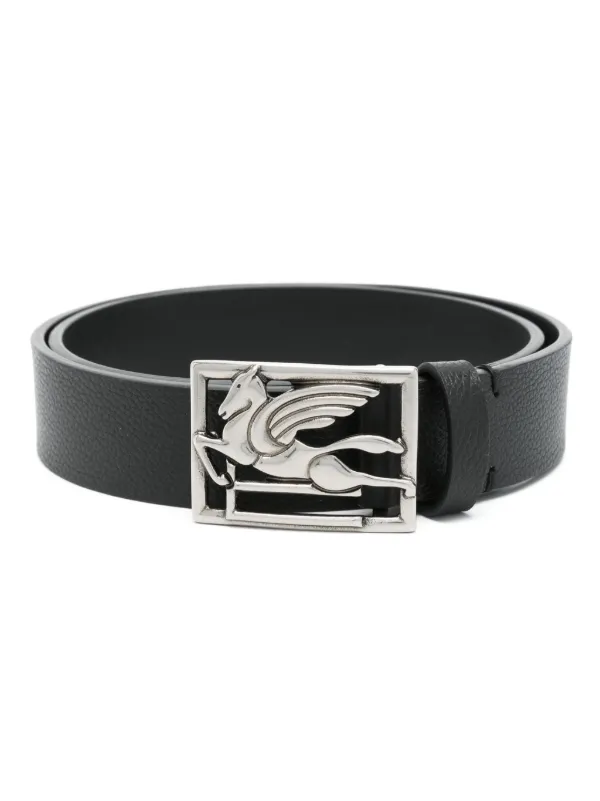 ETRO ペガソ ロゴプレート バックル ベルト ETRO Pegaso バックル ベルト | ブラック | FARFETCH JP