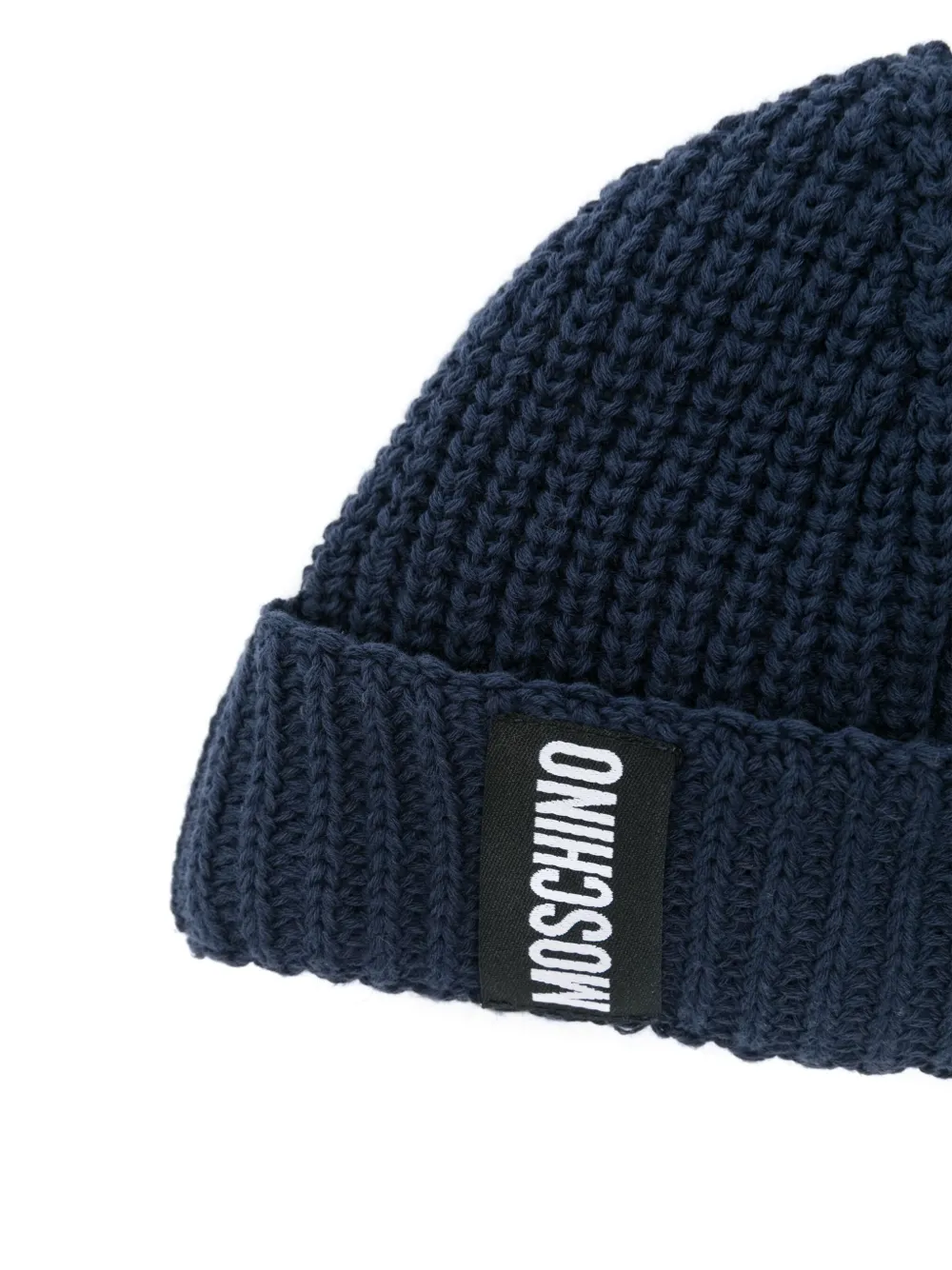 Moschino ribbed-knit beanie - Blauw