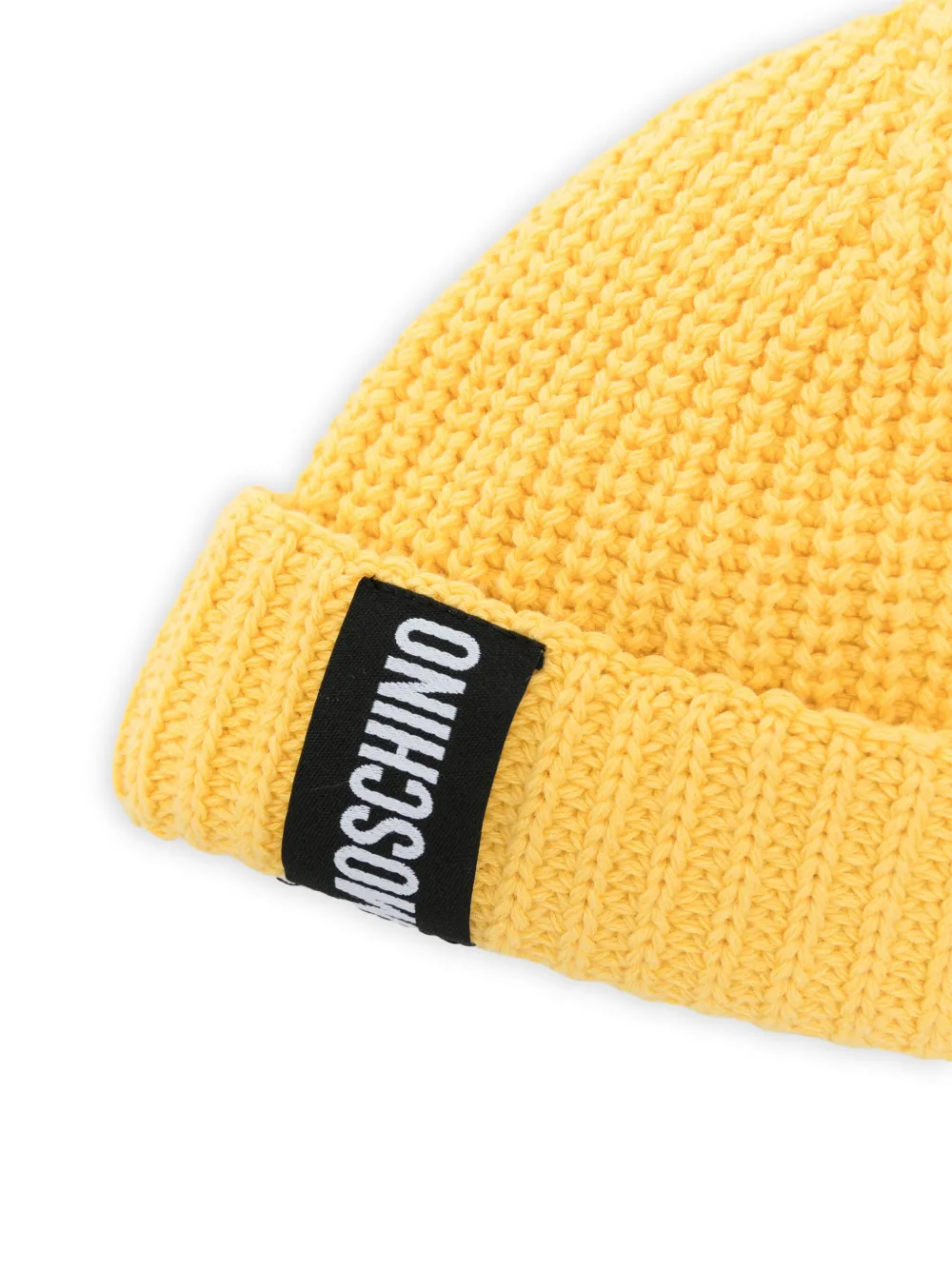 Moschino ribbed-knit beanie - Geel