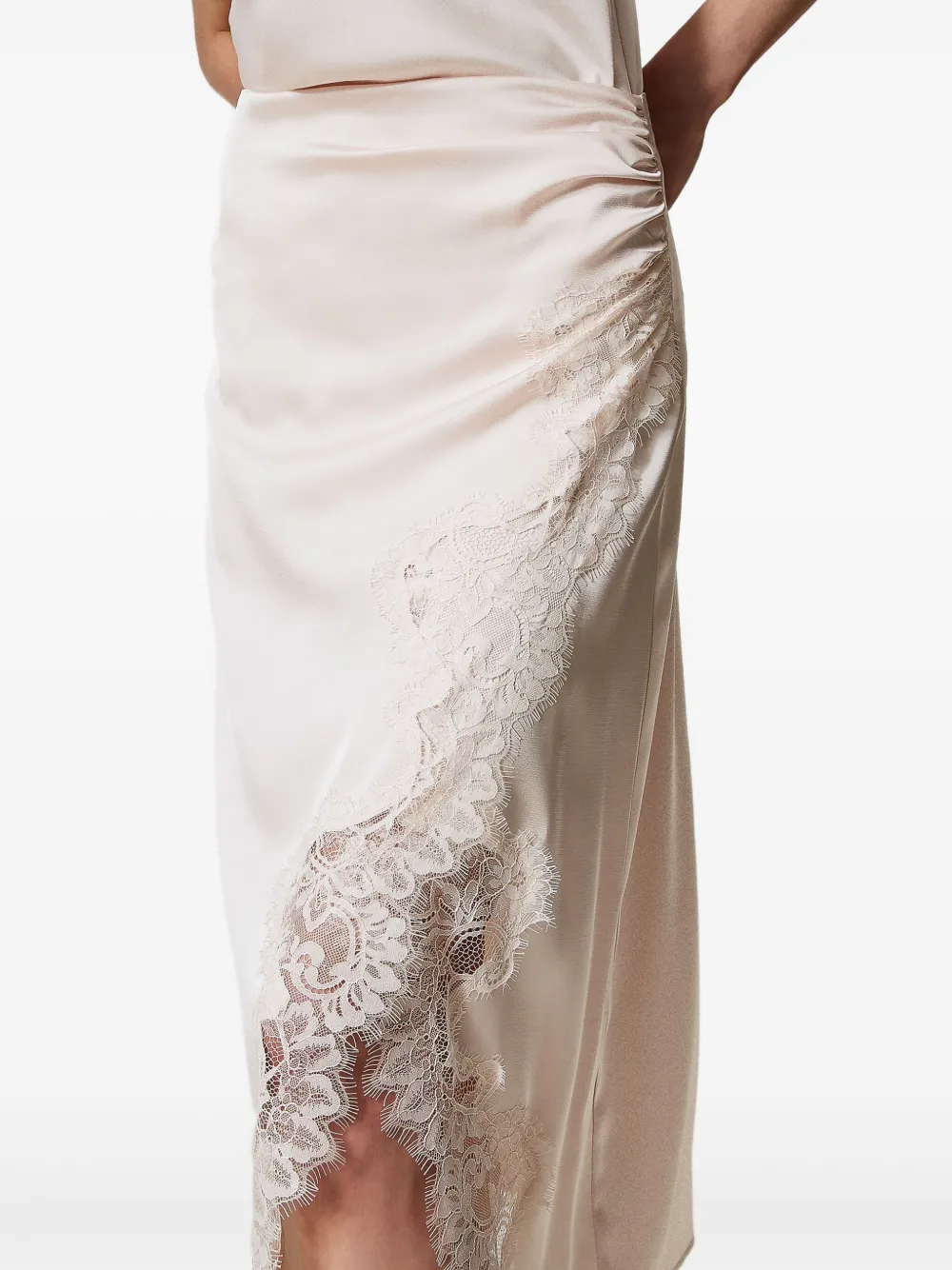 TWINSET LACE-INSERT MIDI SKIRT