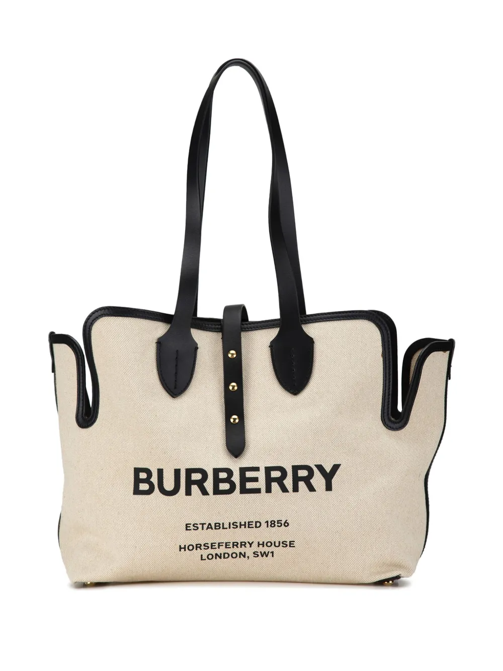 Burberry Pre owned 2018 Present Canvas Logo Soft Belt Tote Bag Brown