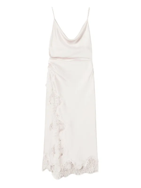 white satin slip dress midi White Silk Slip Midi Dress Open Back for Elopement and City Hall Wedding