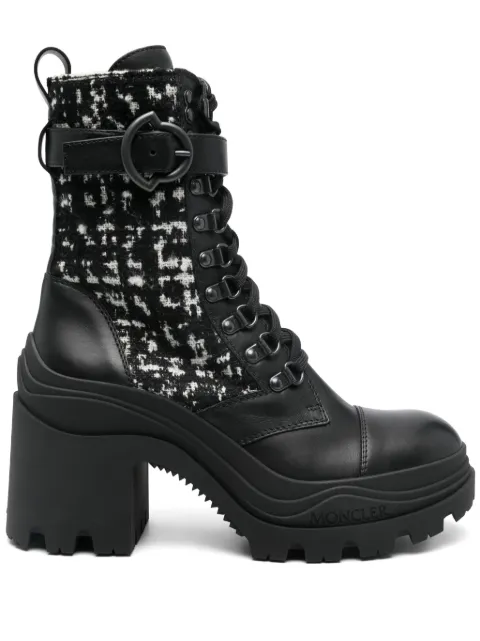 Moncler 70mm tweed combat boots