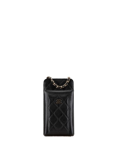 CHANEL Pre-Owned 2021 Quilted Caviar O Phone Holder with Chain crossbody bag