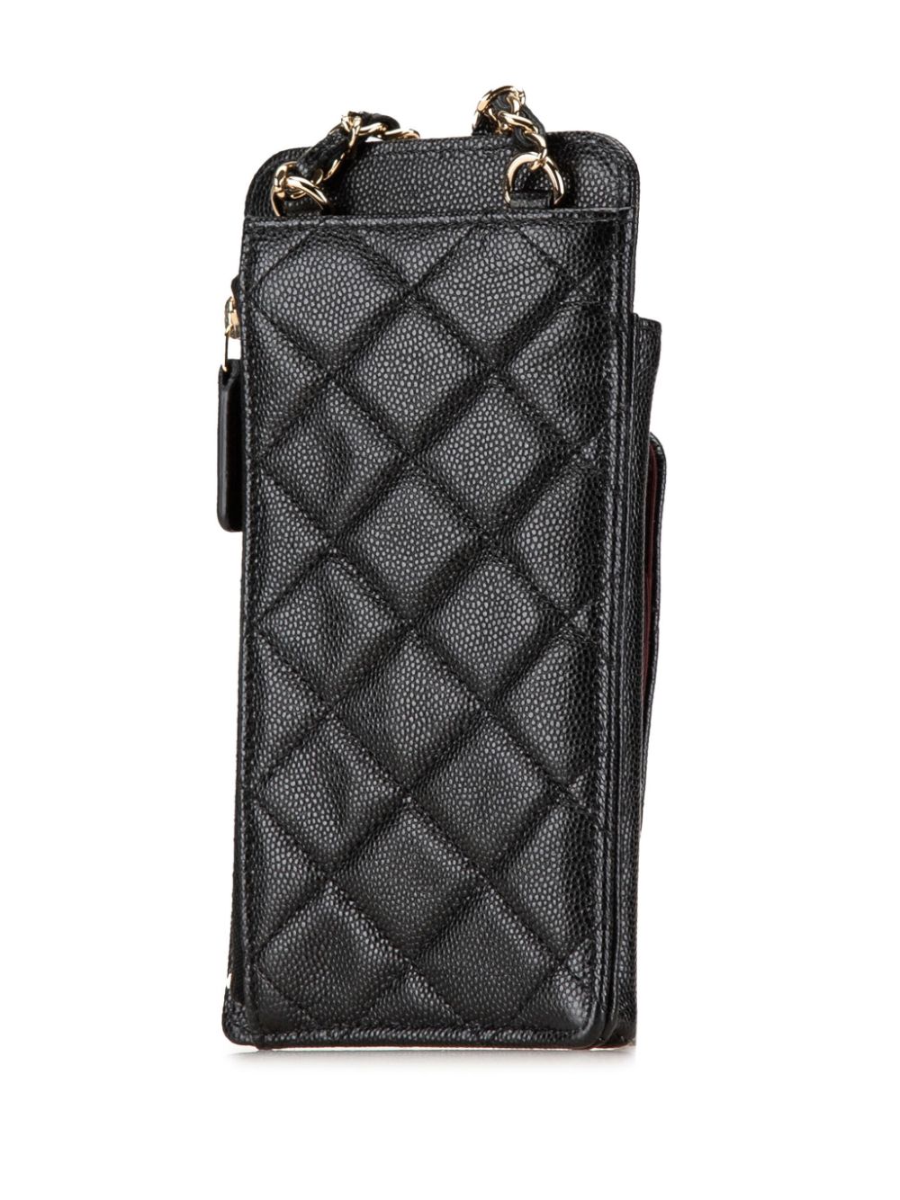 CHANEL Pre-Owned 2021 O Phone Holder with Chain gewatteerde caviar crossbodytas - Zwart