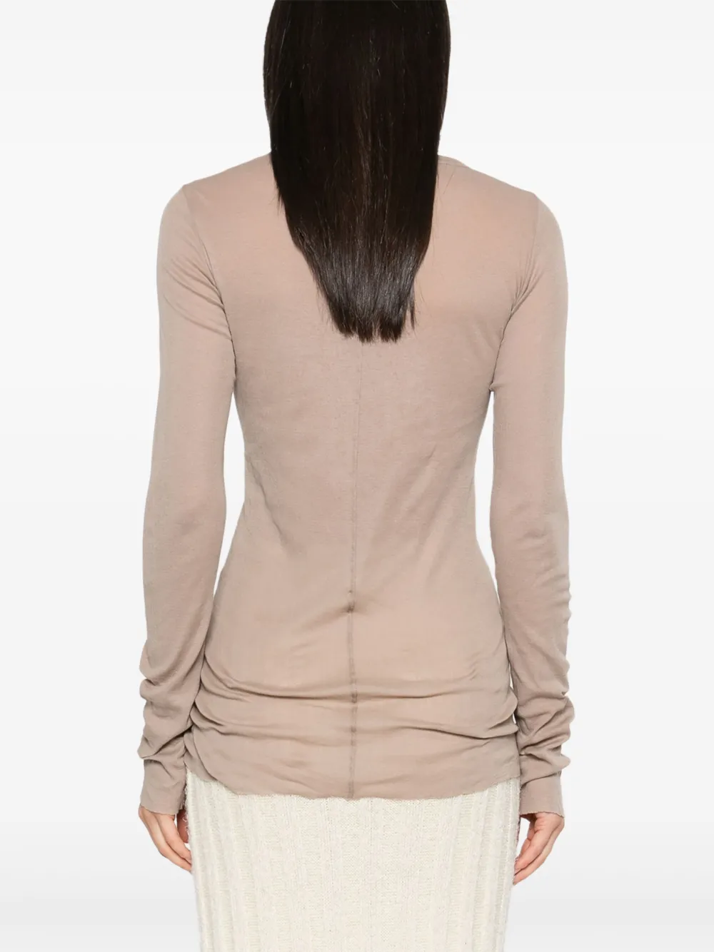 Rick Owens Geribbeld T-shirt Beige