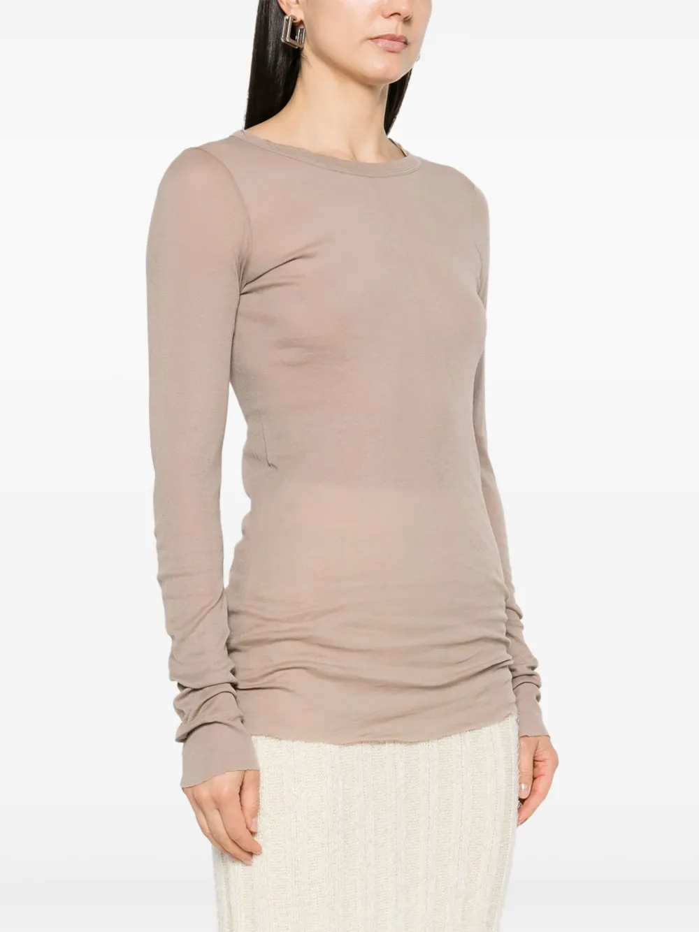 Rick Owens Geribbeld T-shirt Beige
