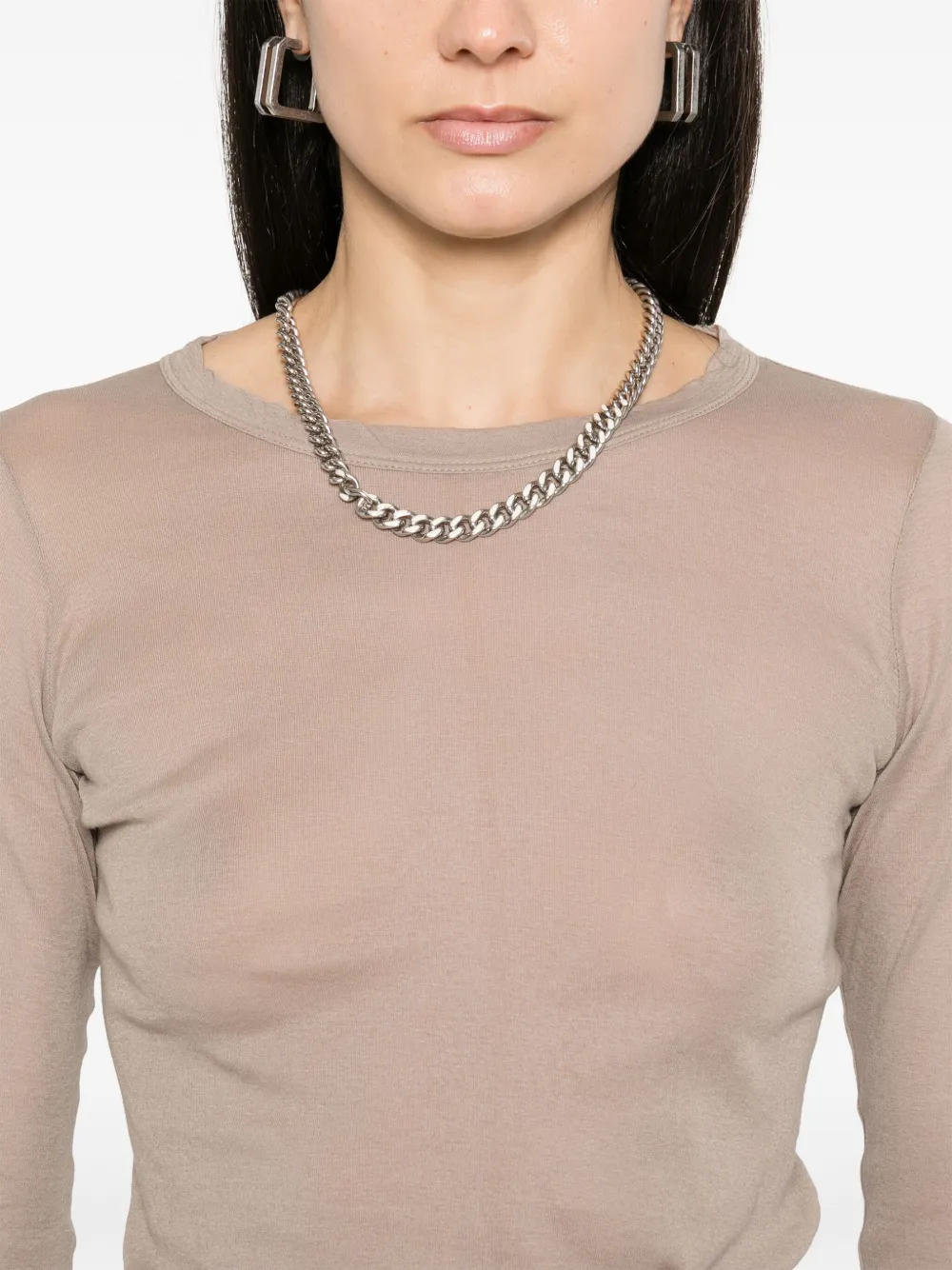 Rick Owens Geribbeld T-shirt Beige